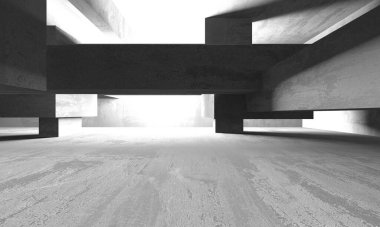 Dark Beton Duvar Mimarisi. Boş Oda. 3d Görüntüleme