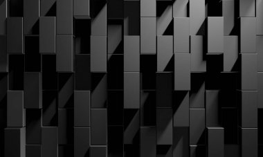 Soyut Karanlık Küpler Fütürist Tasarım Arkaplanı. 3d Görüntüleme