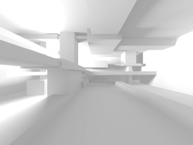 Beyaz Modern Arkaplan. Soyut Bina Konsepti. 3d Hazırlama