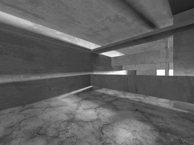 Soyut mimari iç plan. Boş beton oda. 3d hazırlayıcı