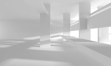 Beyaz Modern Arkaplan. Soyut Bina Konsepti. 3d Hazırlama