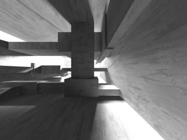 Soyut mimari iç plan. Boş beton oda. 3d hazırlayıcı