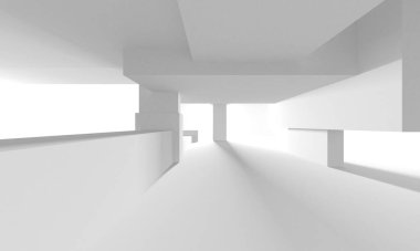Soyut Beyaz Mimari Tasarım Konsepti. 3d Görüntüleme