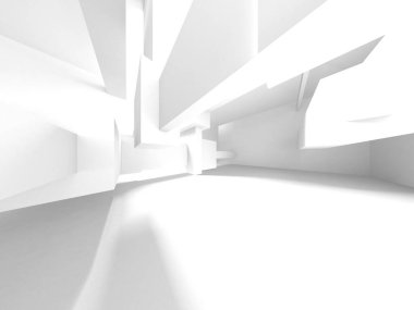Beyaz Modern Arkaplan. Soyut Bina Konsepti. 3d Hazırlama