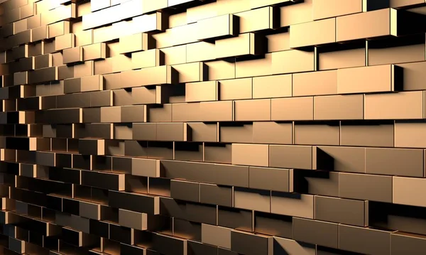 Luxury Golden Background Gold Glossy Cubes Array Render — Stock Photo, Image