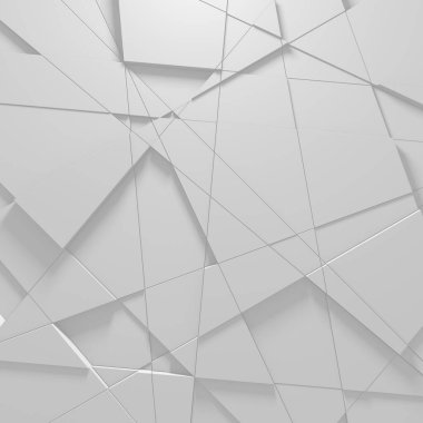 Beyaz Geometrik Poligon Soyut Arkaplan. 3d Hazırlama