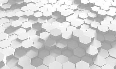 Beyaz Geometrik Altıgen Soyut Arkaplan. 3d Hazırlama