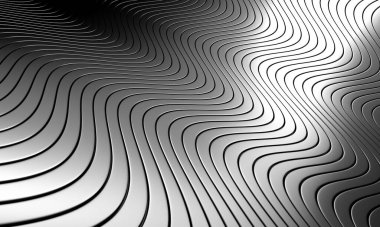 Metalik soyut dalgalı çizgili arka plan. 3d resimleme