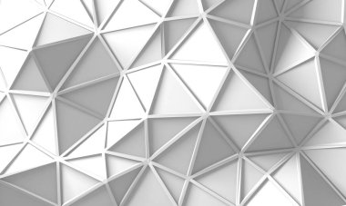 Beyaz Geometrik Poligon Soyut Arkaplan. 3d Hazırlama
