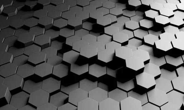 Chroom Metallic Hexagon Glanzende Futuristische Achtergrond Render — Stockfoto