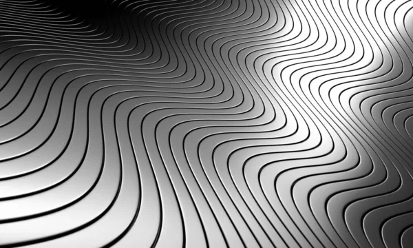 Metalik soyut dalgalı çizgili arka plan. 3d resimleme