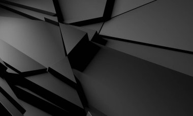 Karanlık Kaotik Poligon Yüzey Arkaplanı. 3d Görüntüleme