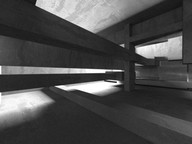 Soyut mimari iç plan. Boş beton oda. 3d hazırlayıcı