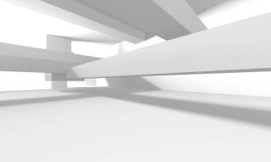 Beyaz Modern Arkaplan. Soyut Bina Konsepti. 3d Hazırlama