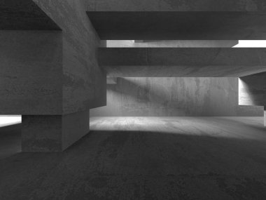 Soyut mimari iç plan. Boş beton oda. 3d hazırlayıcı