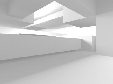 Beyaz Modern Arkaplan. Soyut Bina Konsepti. 3d Hazırlama