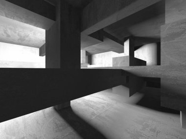 Soyut mimari arka plan. İçi boş beton döşeme. 3d hazırlayıcı