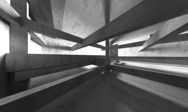 Soyut mimari arka plan. İçi boş beton döşeme. 3d hazırlayıcı