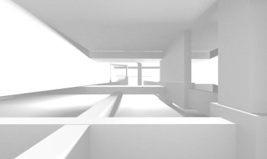 Beyaz Modern Arkaplan. Soyut Bina Konsepti. 3d Hazırlama