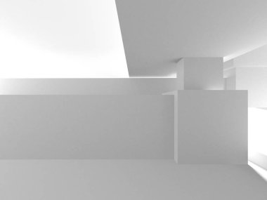 Beyaz Modern Arkaplan. Soyut Bina Konsepti. 3d Hazırlama