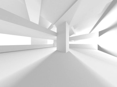 Beyaz Modern Arkaplan. Soyut Bina Konsepti. 3d Hazırlama