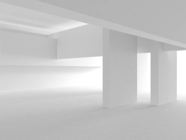 Beyaz Modern Arkaplan. Soyut Bina Konsepti. 3d Hazırlama