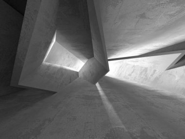 Soyut mimari iç plan. Boş beton oda. 3d hazırlayıcı