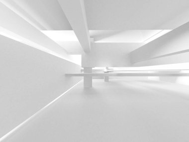 Soyut Beyaz Mimari Tasarım Konsepti. 3d Görüntüleme