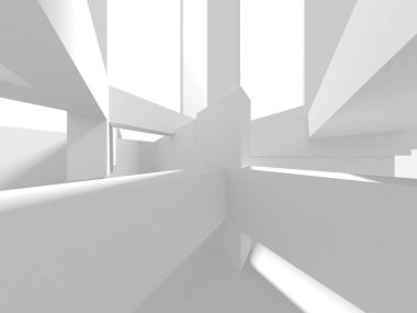 Soyut Beyaz Mimari Tasarım Konsepti. 3d Görüntüleme