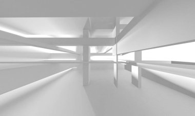 Soyut Beyaz Mimari Tasarım Konsepti. 3d Görüntüleme
