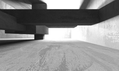 Dark Beton Duvar Mimarisi. Boş Oda. 3d Görüntüleme