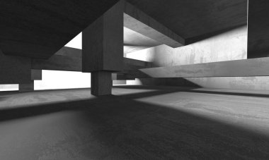 Dark Beton Duvar Mimarisi. Boş Oda. 3d Görüntüleme