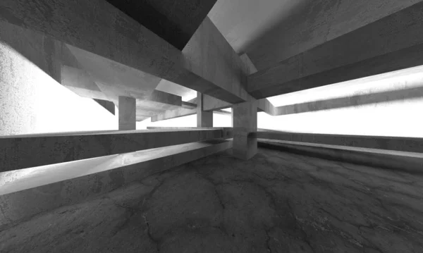 Arquitetura Abstrata Fundo Interior Concreto Áspero Vazio Renderização — Fotografia de Stock