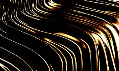 Altın soyut dalgalı sıvı arka plan. 3d resimleme