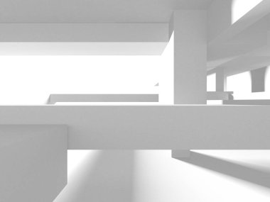 Soyut Beyaz Mimari Tasarım Konsepti. 3d Görüntüleme