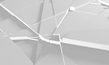 Beyaz Geometrik Poligon Soyut Arkaplan. 3d Hazırlama