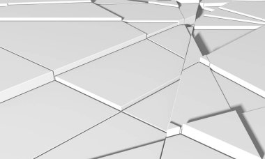 Beyaz Geometrik Poligon Soyut Arkaplan. 3d Hazırlama