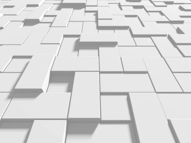 Beyaz küp yapısı. Soyut fütüristik geçmiş. 3d hazırlayıcı