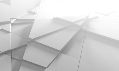 Beyaz Geometrik Poligon Soyut Arkaplan. 3d Hazırlama