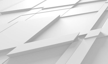 Beyaz Geometrik Poligon Soyut Arkaplan. 3d Hazırlama