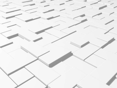 Beyaz küp yapısı. Soyut fütüristik geçmiş. 3d hazırlayıcı