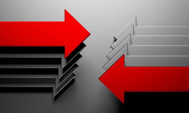 Okçular boş pazarlamayı soyut hale getirir. İş konsepti duvar kağıdı. 3d hazırlayıcı