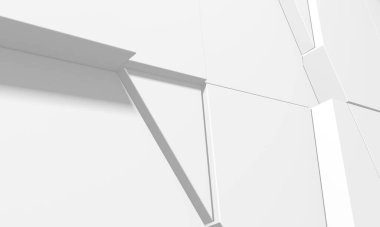 Beyaz Geometrik Poligon Soyut Arkaplan. 3d Hazırlama