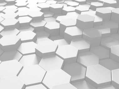 Beyaz Geometrik Altıgen Soyut Arkaplan. 3d Hazırlama