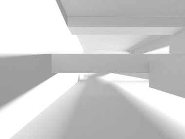 Beyaz Modern Arkaplan. Soyut Bina Konsepti. 3d Hazırlama