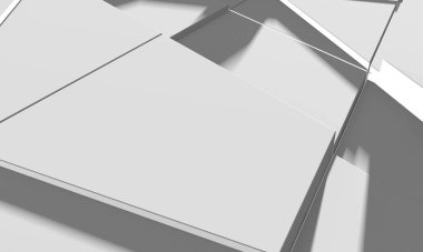 Beyaz küp yapısı. Soyut fütüristik geçmiş. 3d hazırlayıcı