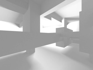 Beyaz Modern Arkaplan. Soyut Bina Konsepti. 3d Hazırlama