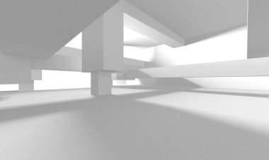 Soyut Beyaz Mimari Tasarım Konsepti. 3d Görüntüleme