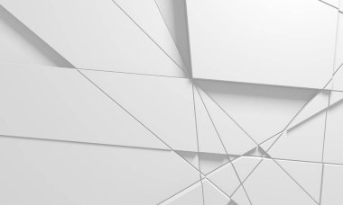 Beyaz Geometrik Poligon Soyut Arkaplan. 3d Hazırlama