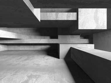 Soyut mimari arka plan. İçi boş beton döşeme. 3d hazırlayıcı